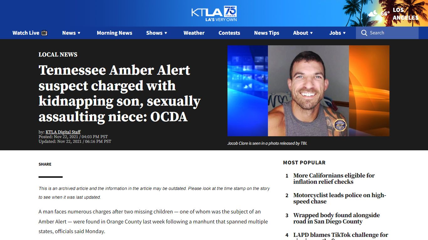 Jacob Clare charged with kidnapping 3-year-old son, sexually ... - KTLA